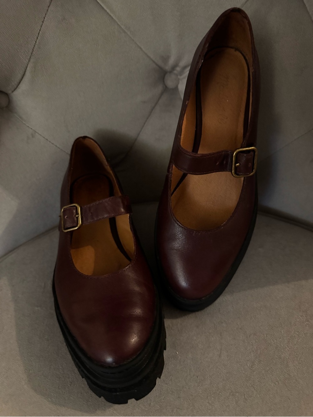 Madewell Burgundy Mary Jane Platform Loafers - Picture 3 of 5
